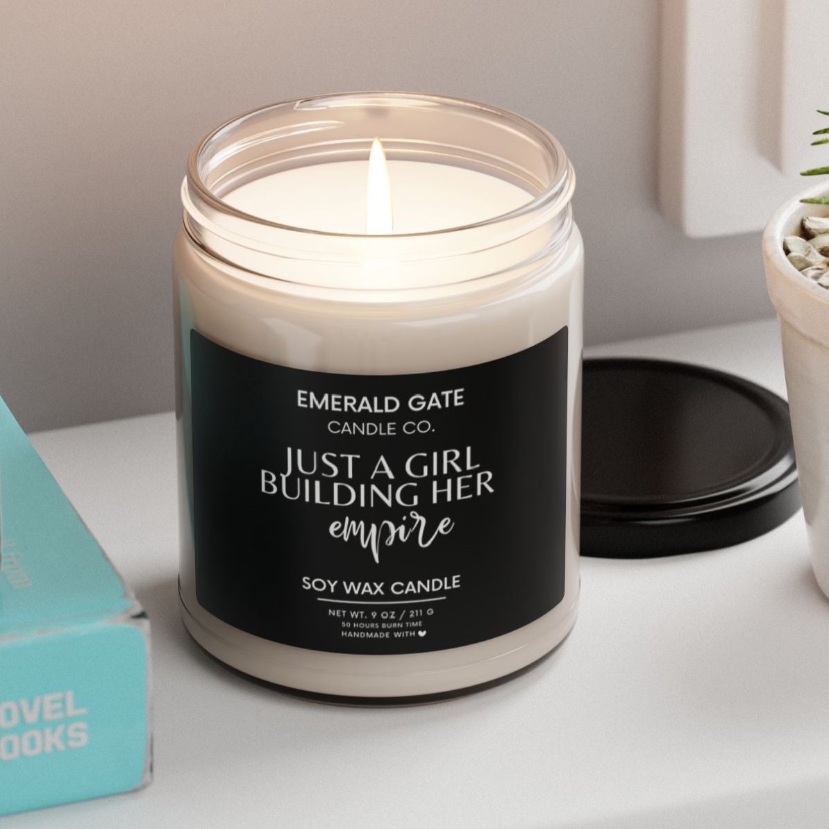 "Just a Girl Building Her Empire" Scented Soy Candle | Empowering Gift for Entrepreneurs, Dreamers; Hustlers | Motivation, Focus, Self-Care 1