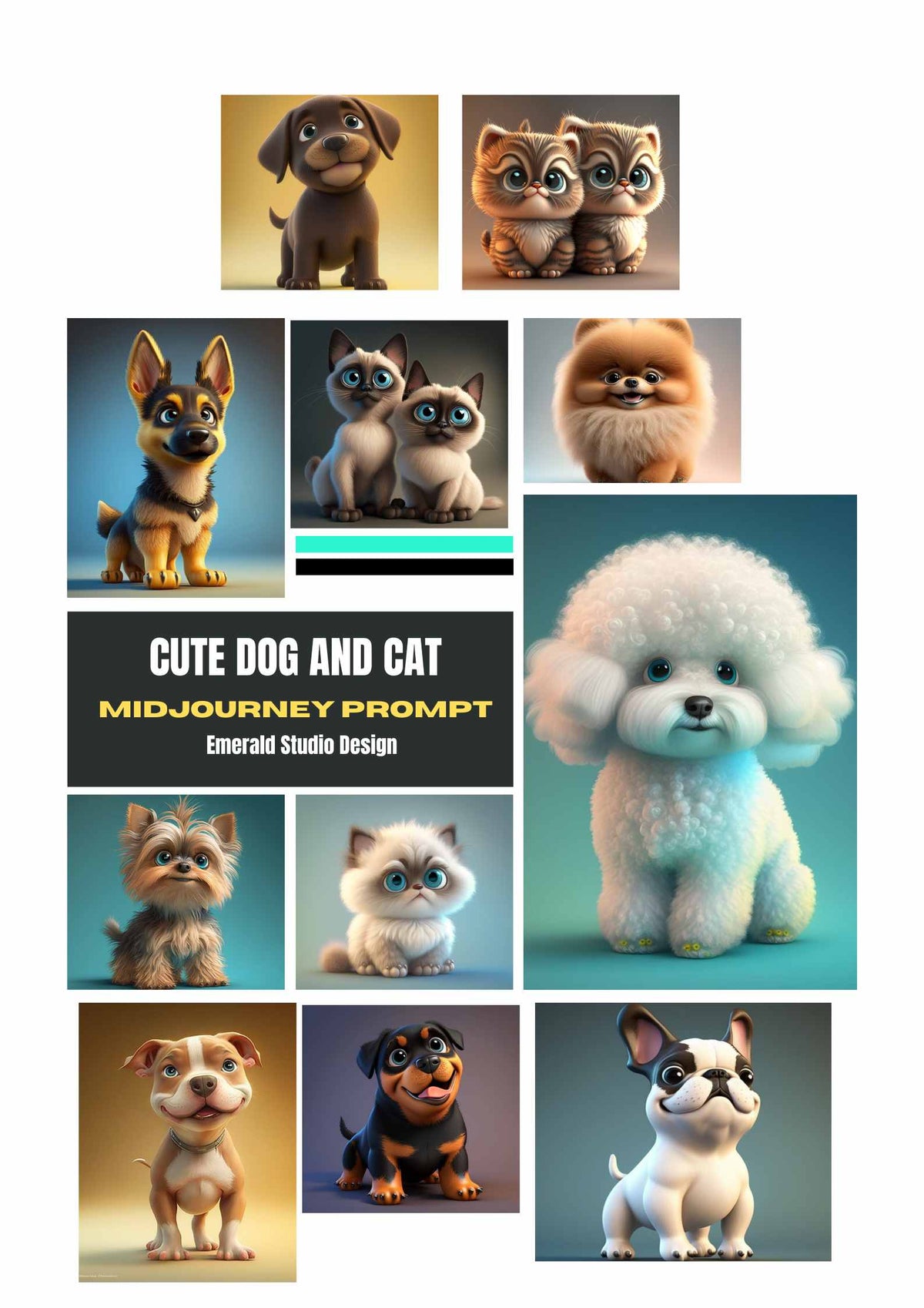 Adorable Dog and Cat Midjourney Prompt