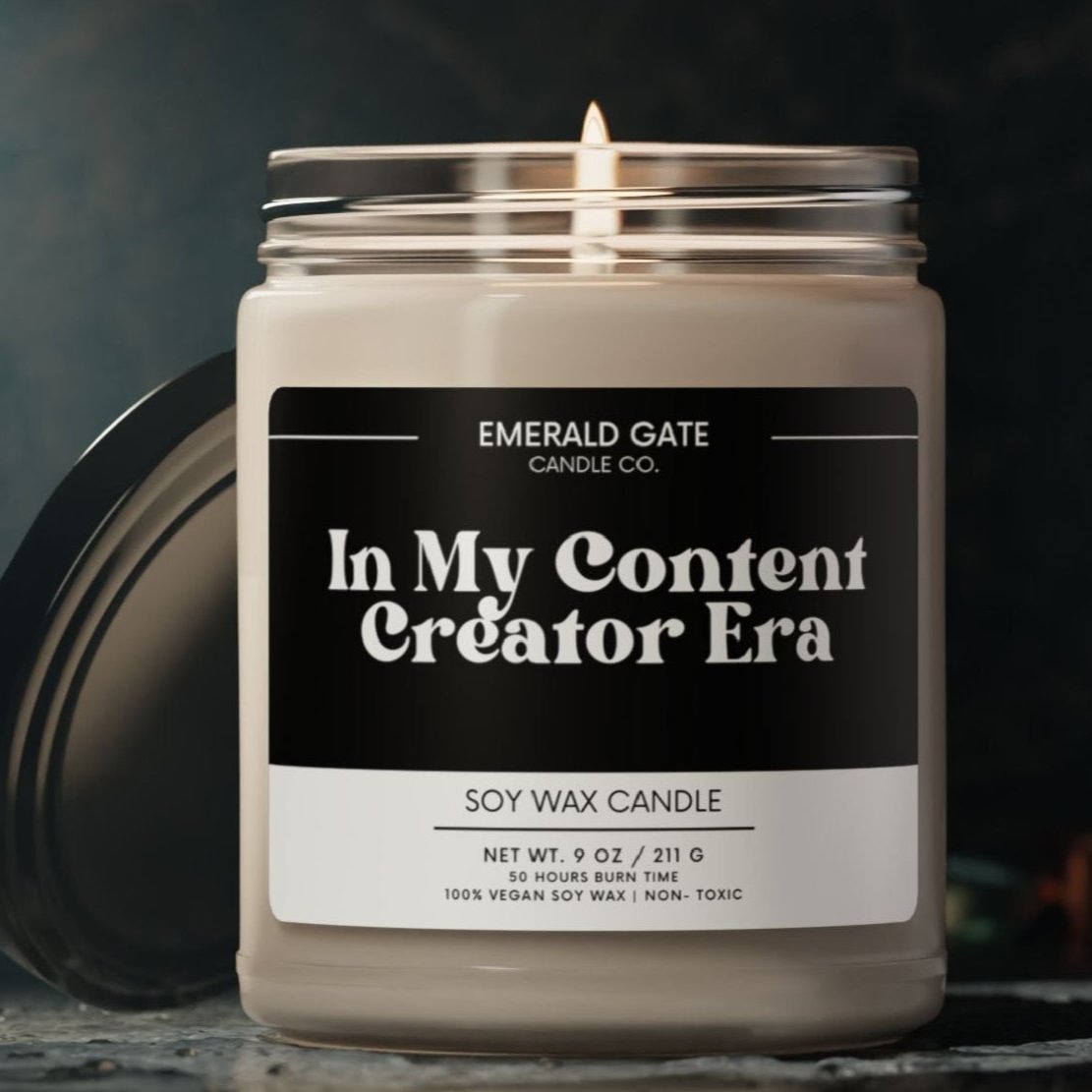 "In My Content Creator Era" Scented Soy Candle | Inspiring Gift for Creatives, Influencers &amp; Visionaries | Home Office Vibes, Focus, Self-Care