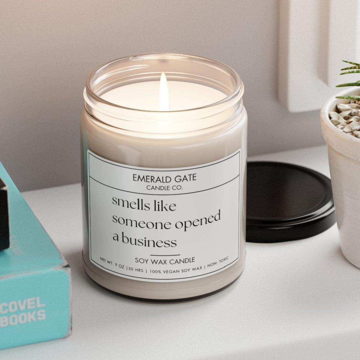 "Smells Like Someone Opened a Business" Scented Soy Candle | Celebratory Gift for Entrepreneurs &amp; Go-Getters | Success, Ambition, Self-Care11