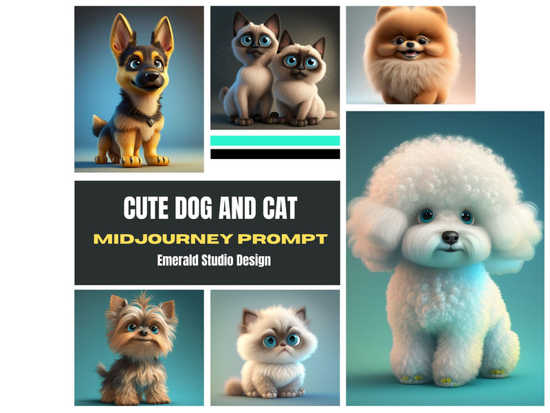 Adorable Dog and Cat Midjourney Prompt